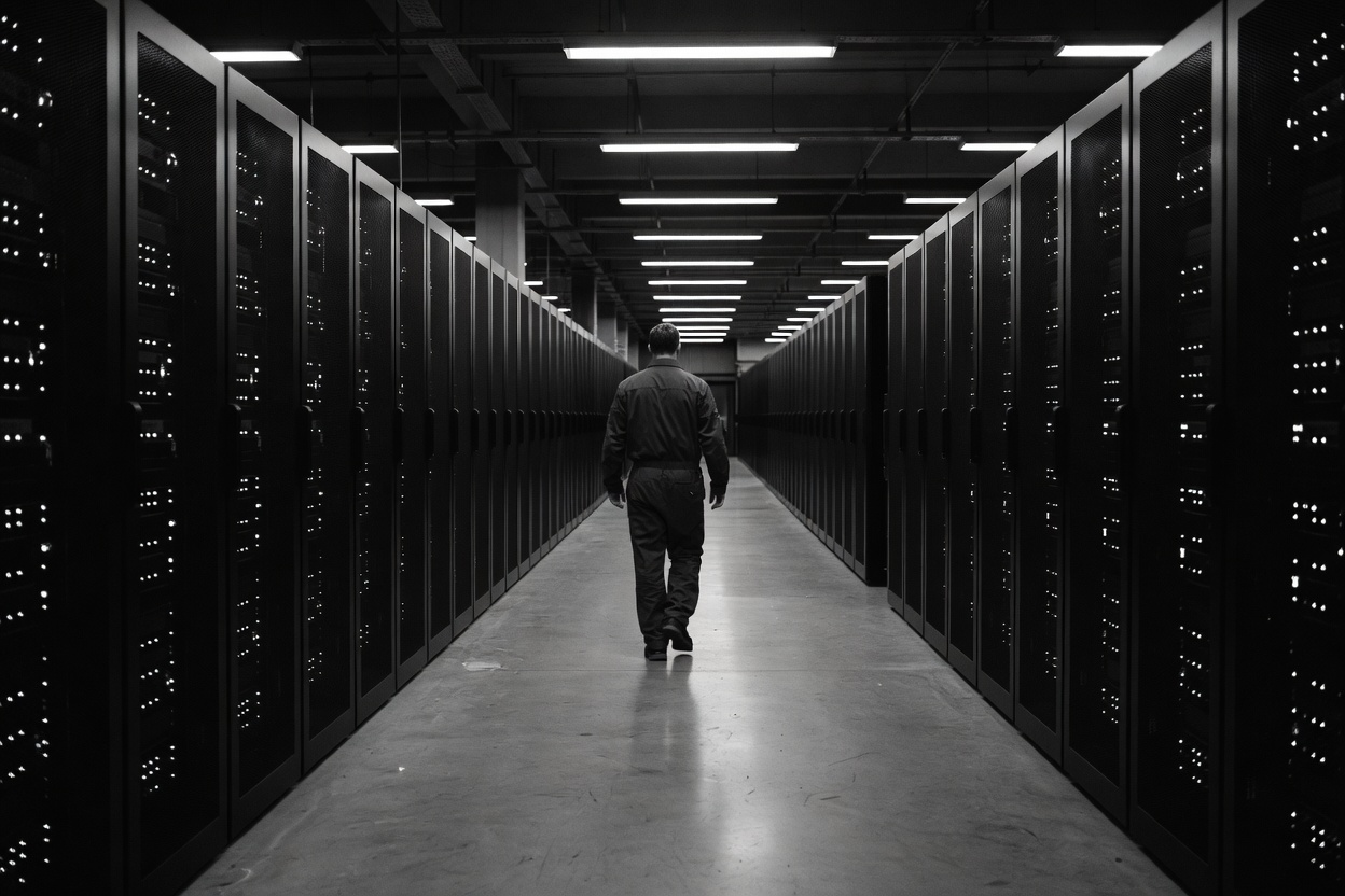 Datacenter aisle with server racks